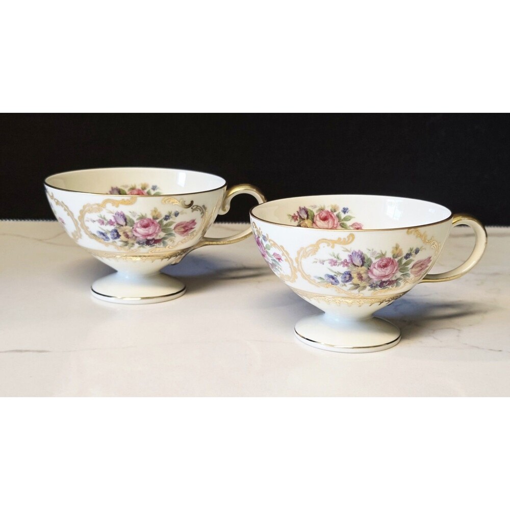 2 Rosenthal Continental Ivory Queen's Bouquet Demitasse Cups
